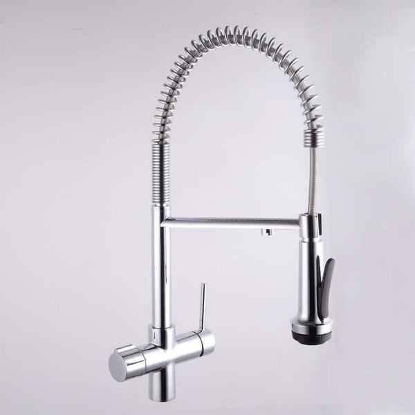 Minwei Luxury Contemporary Brass Goose Neck Kitchen Faucet Industrial Sink Faucet with Pull-Down Spray for Home Purification-mv2005 - Beijing Minwei International Technology Co., Ltd.