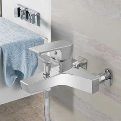 Modern Chrome Wall-Mounted Bath Shower Faucet Dual Handle One-Way Plastic Mixer Polished Surface Soft Spray Pattern Metered - Beijing Minwei International Technology Co., Ltd.