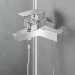 Modern Chrome Wall-Mounted Bath Shower Faucet Dual Handle One-Way Plastic Mixer Polished Surface Soft Spray Pattern Metered - Beijing Minwei International Technology Co., Ltd.