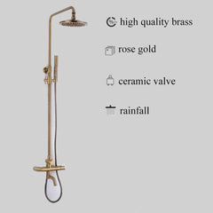 Shower Column Faucet Set Rose Gold Sliding Handheld Brass Adjustable Luxury by Minwei - New Arrival Bathroom Chrome Modern Rain-MV8216 - Beijing Minwei International Technology Co., Ltd.
