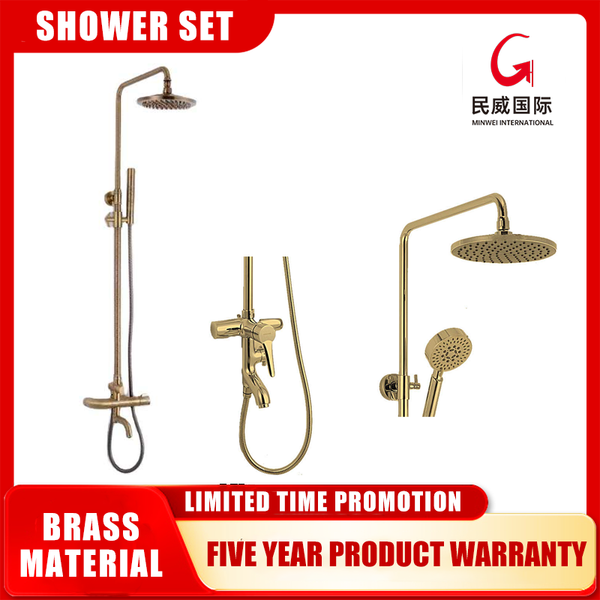 Shower Column Faucet Set Rose Gold Sliding Handheld Brass Adjustable Luxury by Minwei - New Arrival Bathroom Chrome Modern Rain-MV8216 - Beijing Minwei International Technology Co., Ltd.