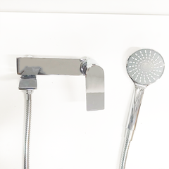 Shower Faucet Brass Chrome Finish Left Spout with Showerhead and Hose Rectangular Wall-Mounted Tap - MVD01831 - Beijing Minwei International Technology Co., Ltd.
