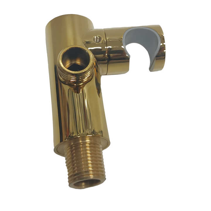 Single Handle Round Shape Brass Shower Bracket Brushed Gold Finish with Water Inlet Polished Chrome Surface-mv927 - Beijing Minwei International Technology Co., Ltd.