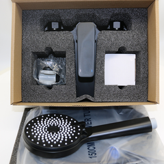 Bath Faucet Set With Shower Head Minwei Luxury Wall Mounted Single Handle Black Brass Mixer - MV0401 - Beijing Minwei International Technology Co., Ltd.