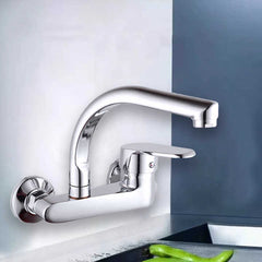 Minwei Wall Mounted Golden Brass and Zinc Wash Basin Mixer Tap Double Handle Kitchen Faucet-50013 - Beijing Minwei International Technology Co., Ltd.