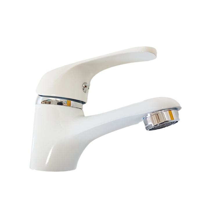 white basin faucet